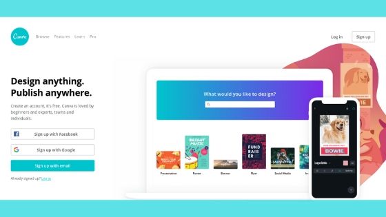 Canva is a free graphic design tool that can be used to make everything from blog post graphics to magazines. 